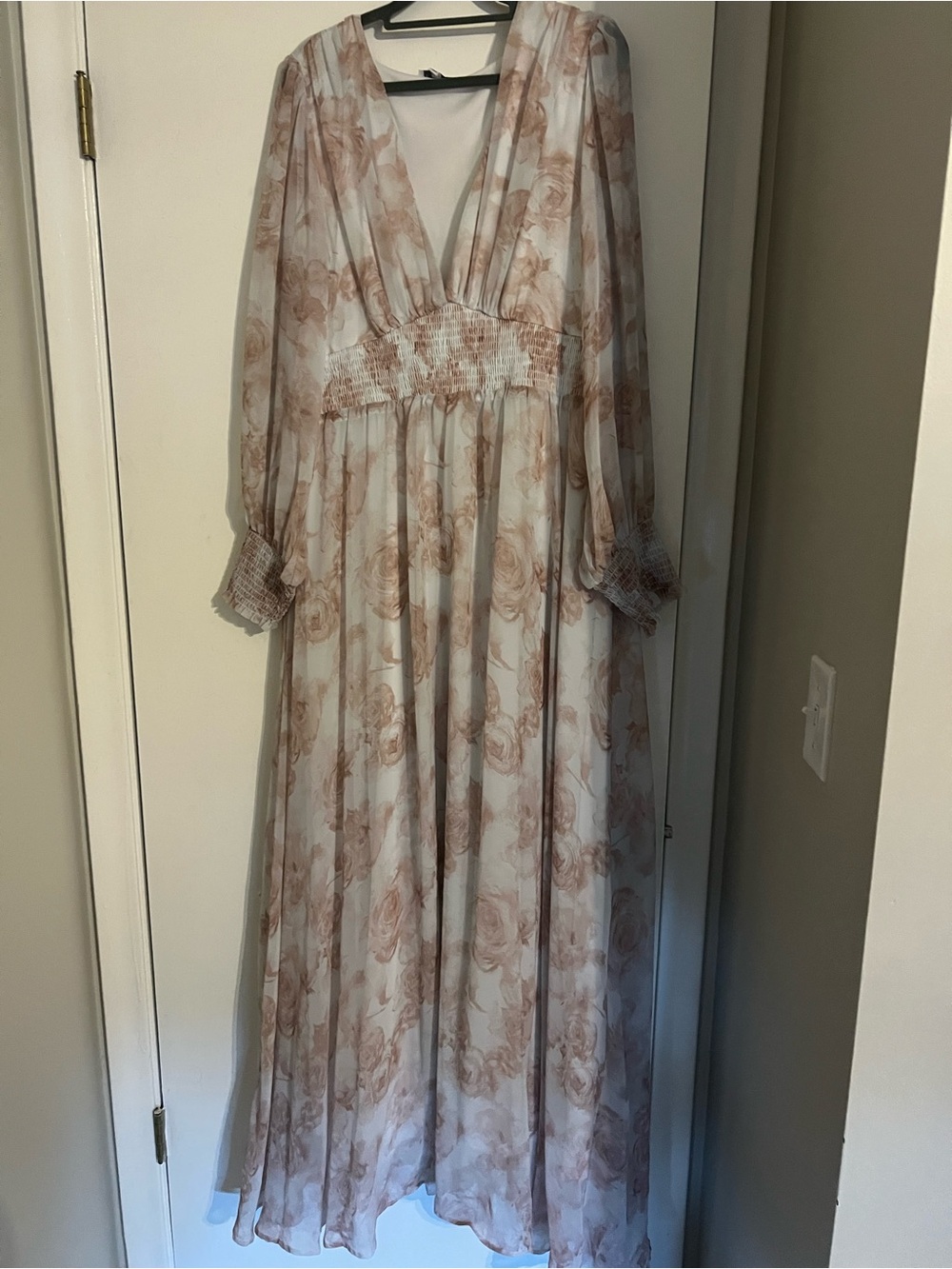 Baltic Born Blush Floral Long V-Neck Maxi Dress